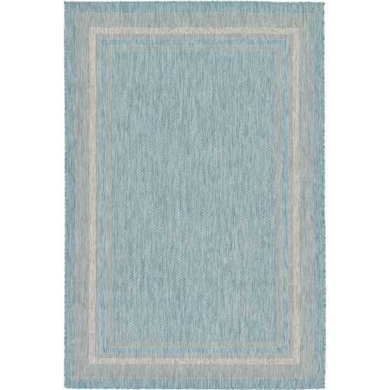 Rug Unique Loom Outdoor Border Aquamarine Rectangular 6' 0 x 9' 0