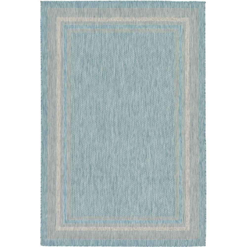 Rug Unique Loom Outdoor Border Aquamarine Rectangular 6' 0 x 9' 0 Rug Unique Loom Outdoor Border Aquamarine Rectangular 6' 0 x 9' 0