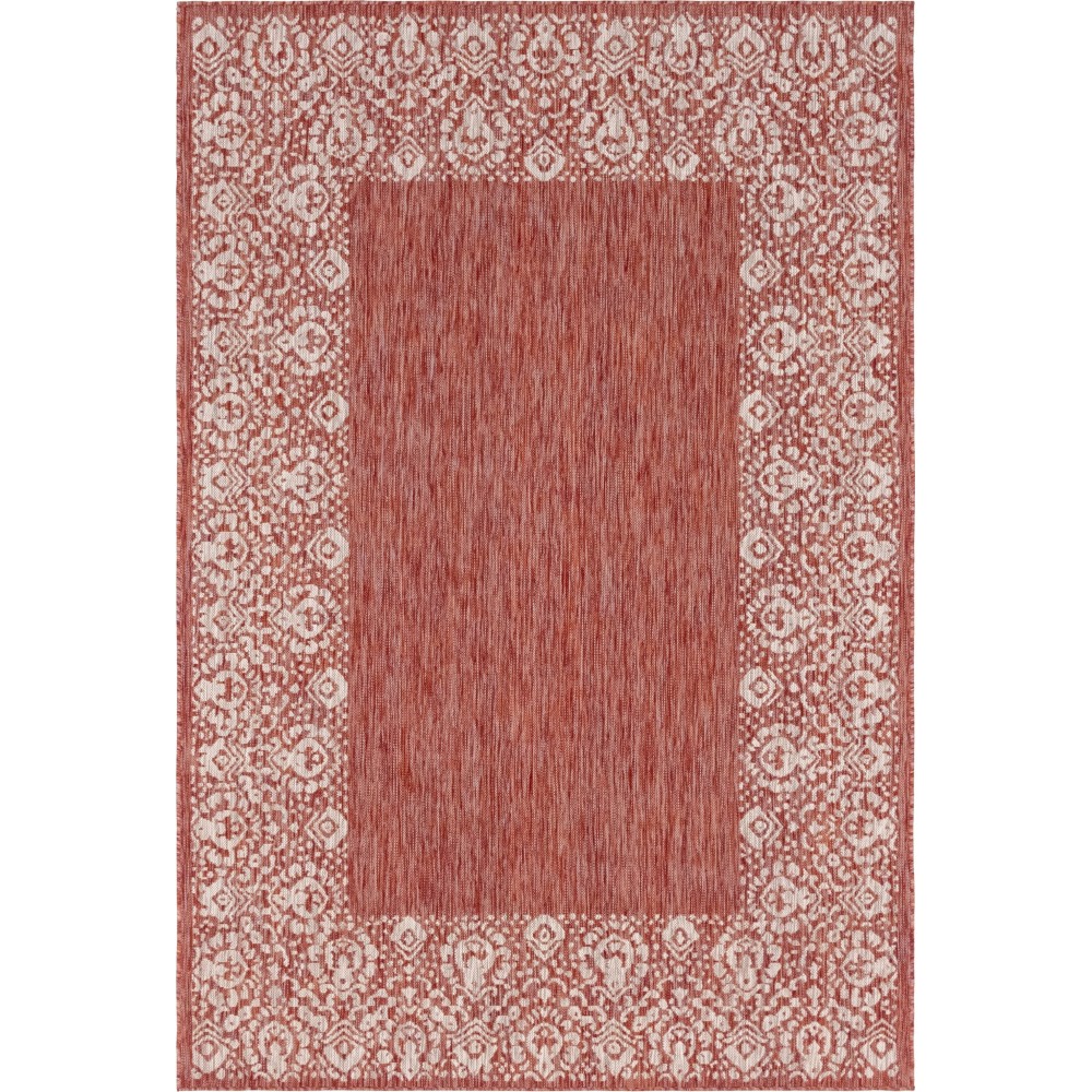 Rug Unique Loom Outdoor Border Rust Red Rectangular 6' 0 x 9' 0 Rug Unique Loom Outdoor Border Rust Red Rectangular 6' 0 x 9' 0