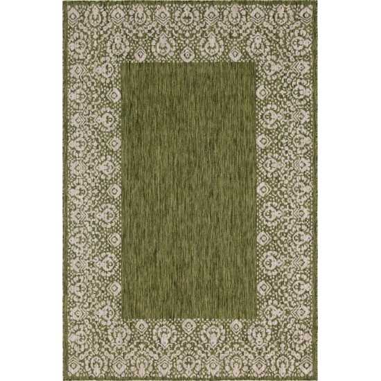 Rug Unique Loom Outdoor Border Green Rectangular 6' 0 x 9' 0