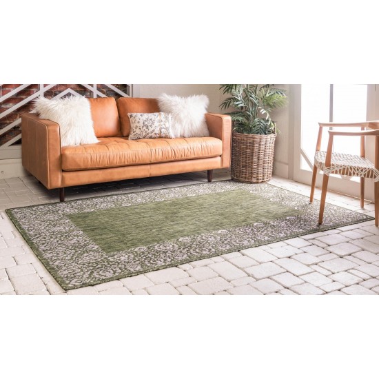 Rug Unique Loom Outdoor Border Green Rectangular 6' 0 x 9' 0