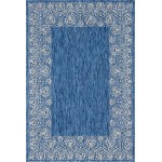 Rug Unique Loom Outdoor Border Blue Rectangular 6' 0 x 9' 0