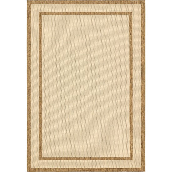 Rug Unique Loom Outdoor Border Brown Rectangular 6' 0 x 9' 0