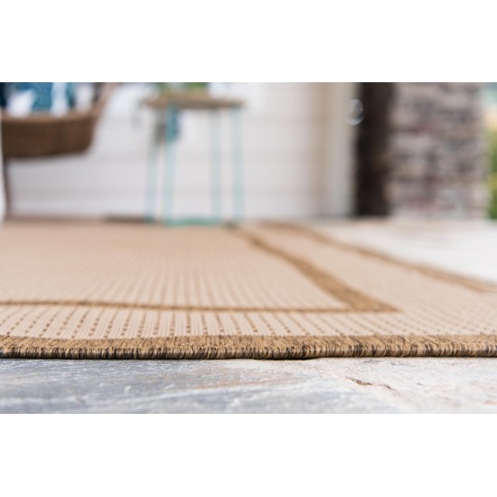 Rug Unique Loom Outdoor Border Brown Rectangular 6' 0 x 9' 0