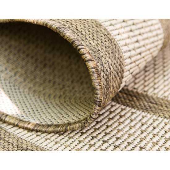 Rug Unique Loom Outdoor Border Brown Rectangular 6' 0 x 9' 0