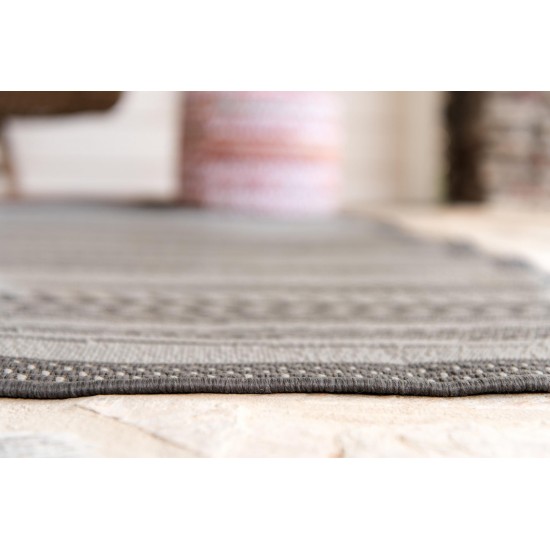 Rug Unique Loom Outdoor Border Gray Rectangular 6' 0 x 9' 0