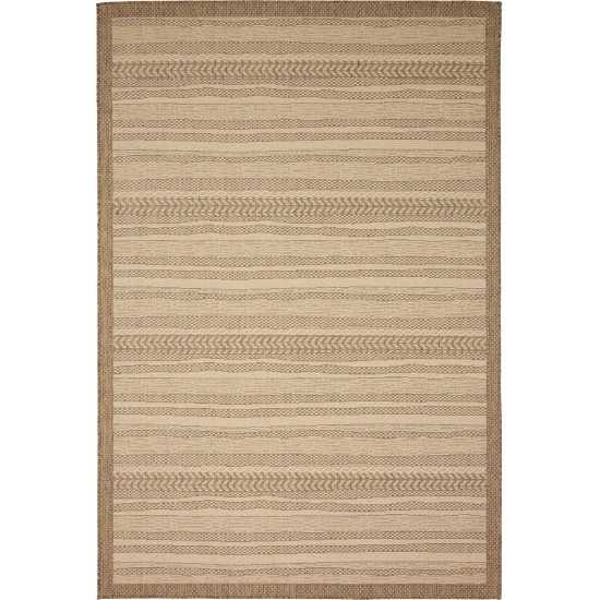 Rug Unique Loom Outdoor Border Brown Rectangular 6' 0 x 9' 0