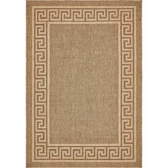 Rug Unique Loom Outdoor Border Brown Rectangular 6' 0 x 9' 0