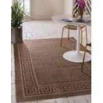 Rug Unique Loom Outdoor Border Brown Rectangular 6' 0 x 9' 0