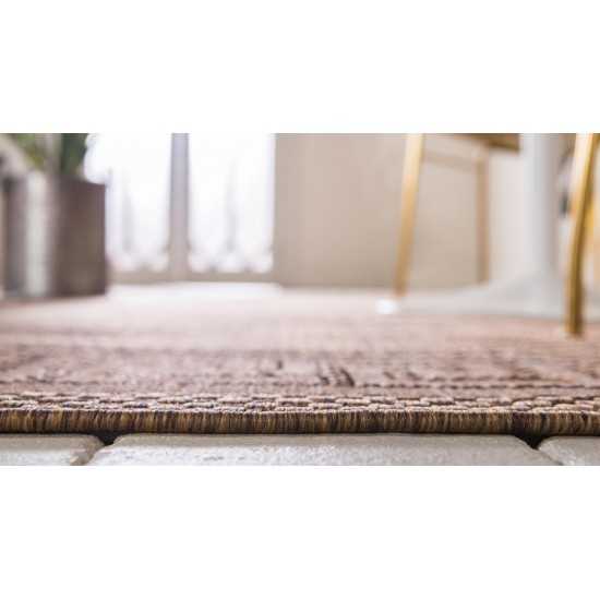 Rug Unique Loom Outdoor Border Brown Rectangular 6' 0 x 9' 0