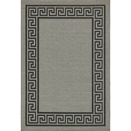 Rug Unique Loom Outdoor Border Gray Rectangular 6' 0 x 9' 0