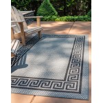 Rug Unique Loom Outdoor Border Gray Rectangular 6' 0 x 9' 0