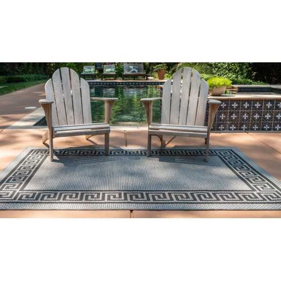 Rug Unique Loom Outdoor Border Gray Rectangular 6' 0 x 9' 0