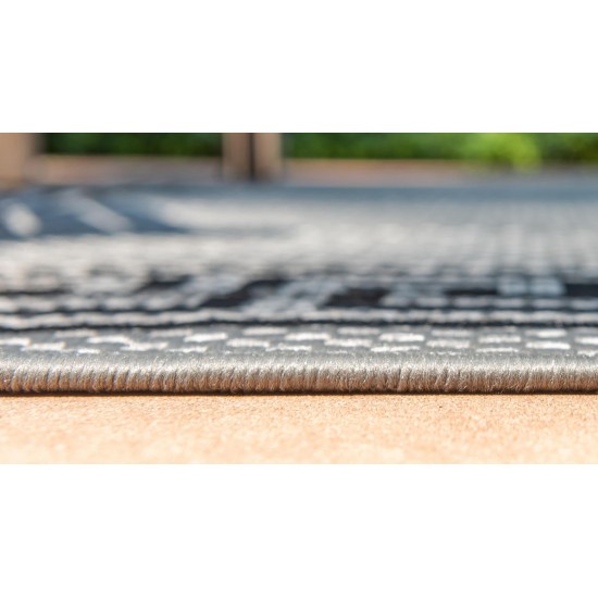 Rug Unique Loom Outdoor Border Gray Rectangular 6' 0 x 9' 0