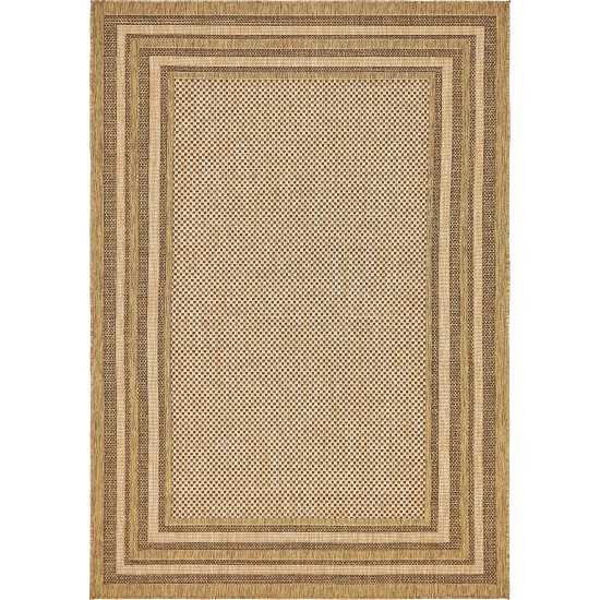 Rug Unique Loom Outdoor Border Brown Rectangular 6' 0 x 9' 0