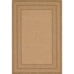 Rug Unique Loom Outdoor Border Light Brown Rectangular 6' 0 x 9' 0