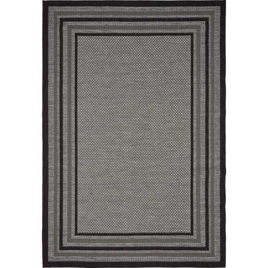 Rug Unique Loom Outdoor Border Gray Rectangular 6' 0 x 9' 0