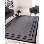 Rug Unique Loom Outdoor Border Gray Rectangular 6' 0 x 9' 0