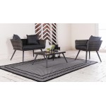 Rug Unique Loom Outdoor Border Gray Rectangular 6' 0 x 9' 0