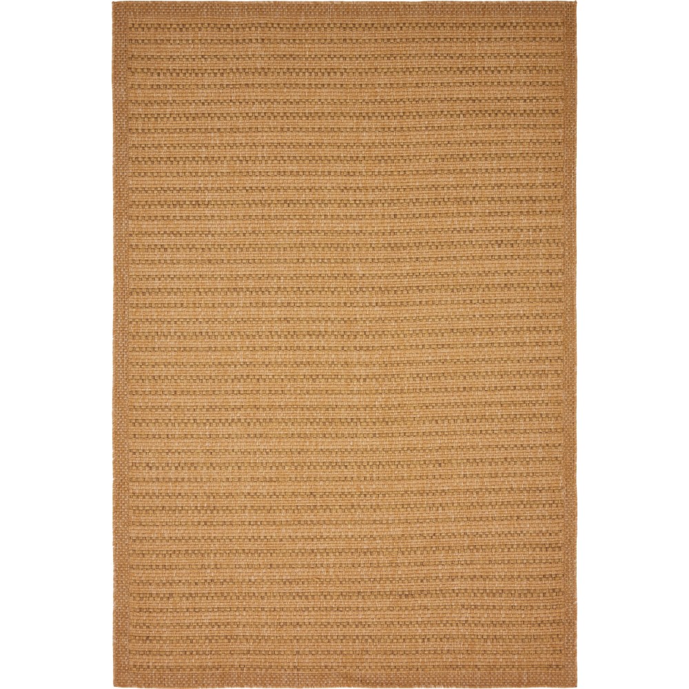 Rug Unique Loom Outdoor Border Light Brown Rectangular 6' 0 x 9' 0