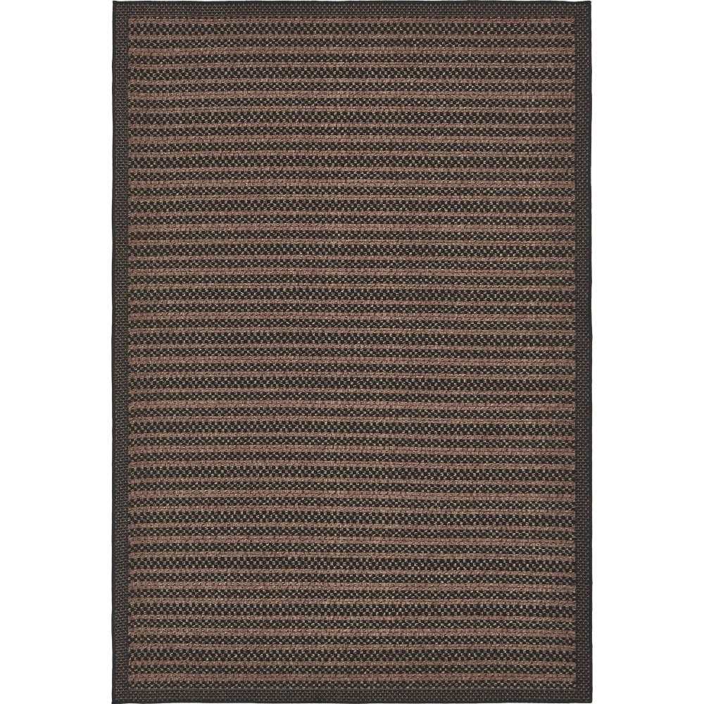 Rug Unique Loom Outdoor Border Black Rectangular 6' 0 x 9' 0