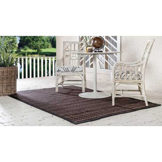 Rug Unique Loom Outdoor Border Black Rectangular 6' 0 x 9' 0