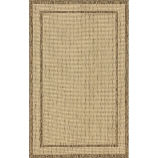 Rug Unique Loom Outdoor Border Brown Rectangular 5' 3 x 8' 0