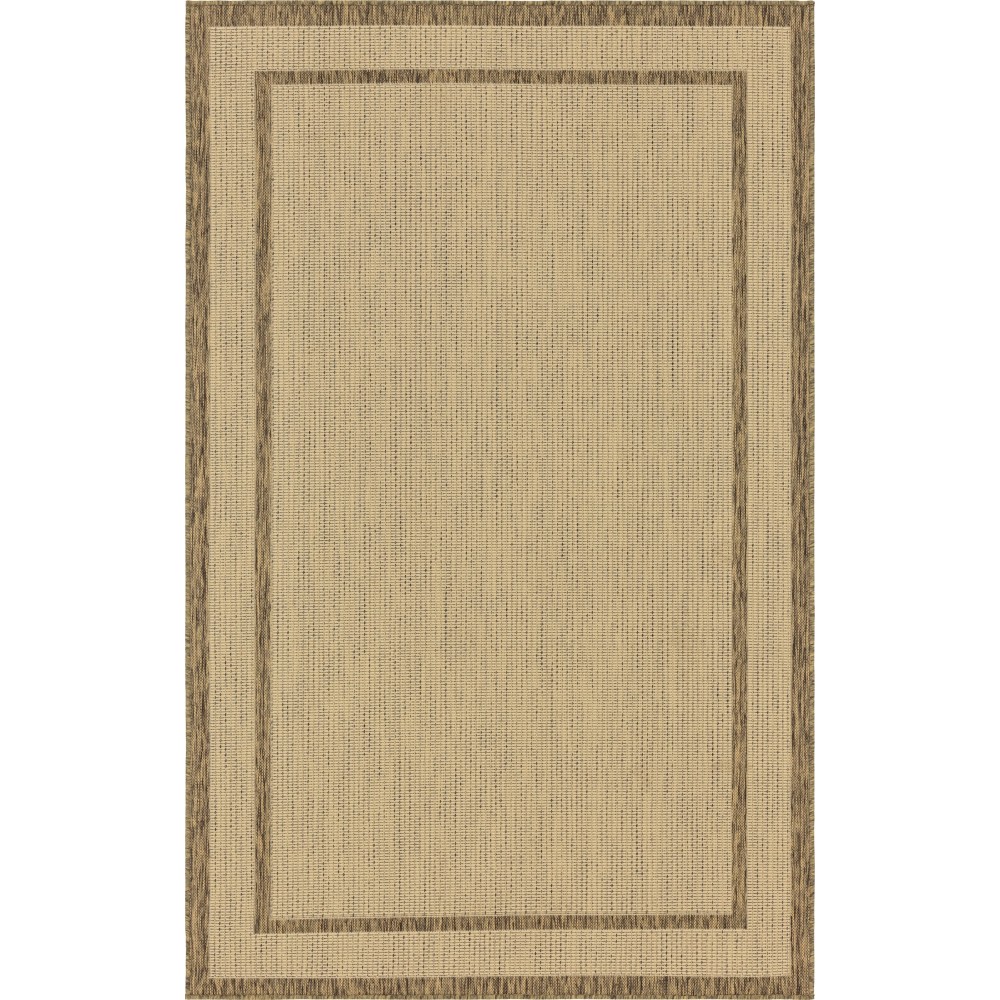 Rug Unique Loom Outdoor Border Brown Rectangular 5' 3 x 8' 0