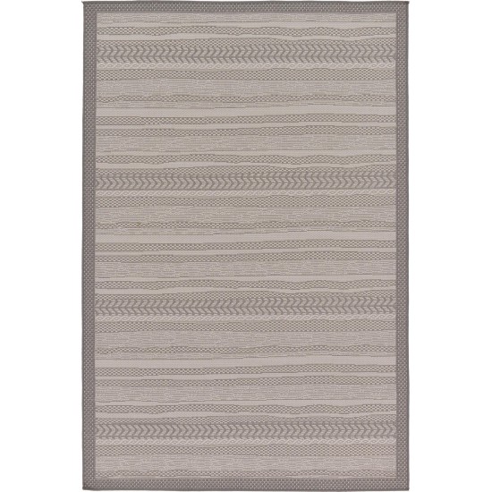 Rug Unique Loom Outdoor Border Gray Rectangular 5' 3 x 8' 0