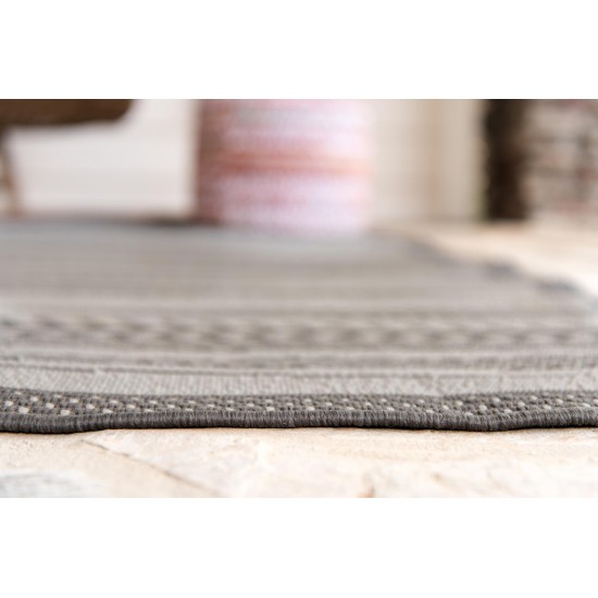 Rug Unique Loom Outdoor Border Gray Rectangular 5' 3 x 8' 0
