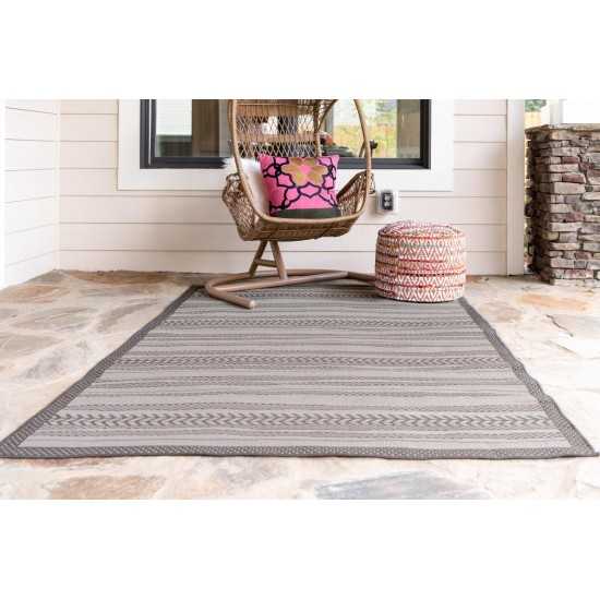 Rug Unique Loom Outdoor Border Gray Rectangular 5' 3 x 8' 0