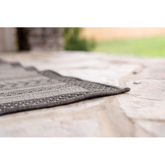 Rug Unique Loom Outdoor Border Gray Rectangular 5' 3 x 8' 0