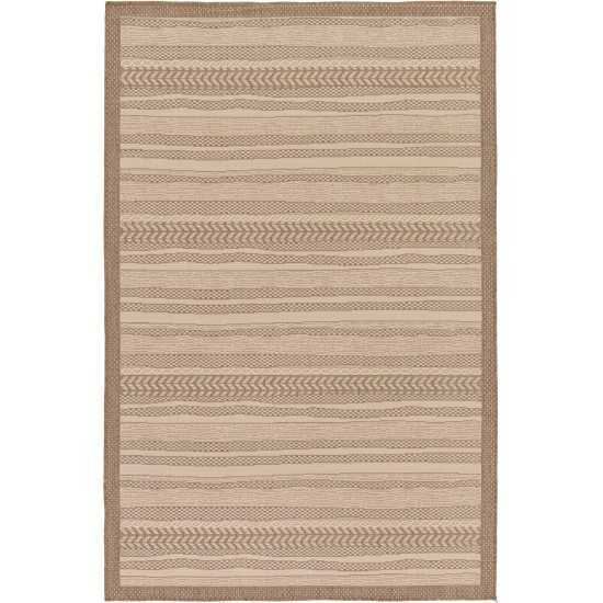 Rug Unique Loom Outdoor Border Brown Rectangular 5' 3 x 8' 0