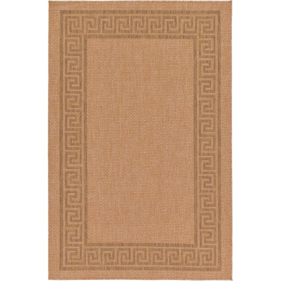 Rug Unique Loom Outdoor Border Light Brown Rectangular 5' 3 x 8' 0