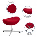 Red Fabric Swivel Wing Chair and Ottoman Set