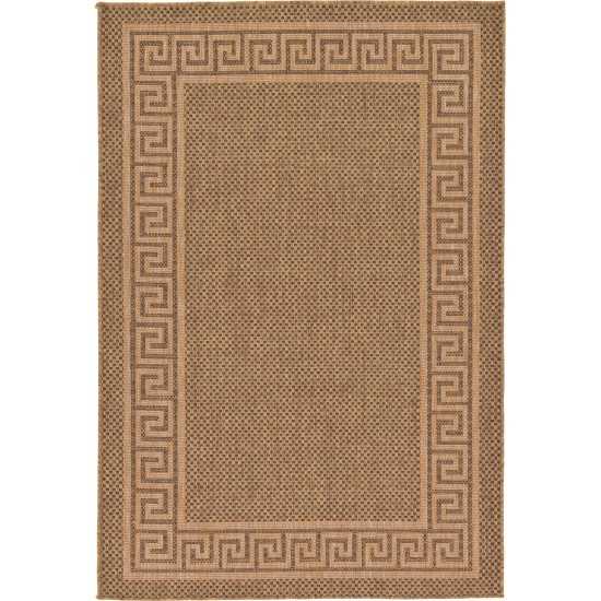 Rug Unique Loom Outdoor Border Brown Rectangular 5' 3 x 8' 0