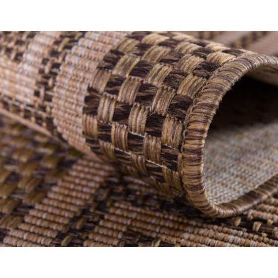 Rug Unique Loom Outdoor Border Brown Rectangular 5' 3 x 8' 0