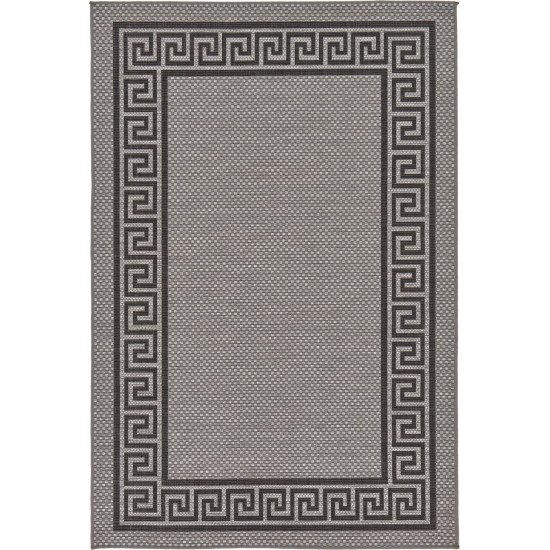 Rug Unique Loom Outdoor Border Gray Rectangular 5' 3 x 8' 0