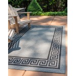 Rug Unique Loom Outdoor Border Gray Rectangular 5' 3 x 8' 0