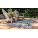 Rug Unique Loom Outdoor Border Gray Rectangular 5' 3 x 8' 0