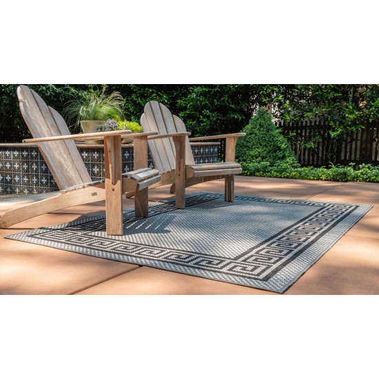Rug Unique Loom Outdoor Border Gray Rectangular 5' 3 x 8' 0
