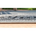 Rug Unique Loom Outdoor Border Gray Rectangular 5' 3 x 8' 0