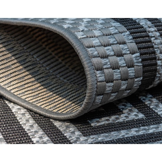 Rug Unique Loom Outdoor Border Gray Rectangular 5' 3 x 8' 0