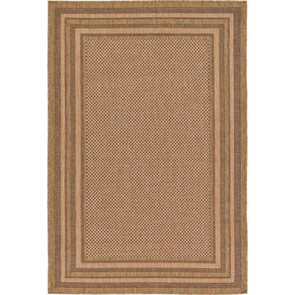 Rug Unique Loom Outdoor Border Brown Rectangular 5' 3 x 8' 0