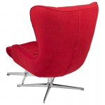 Red Fabric Swivel Wing Chair and Ottoman Set