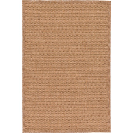 Rug Unique Loom Outdoor Border Light Brown Rectangular 5' 3 x 8' 0