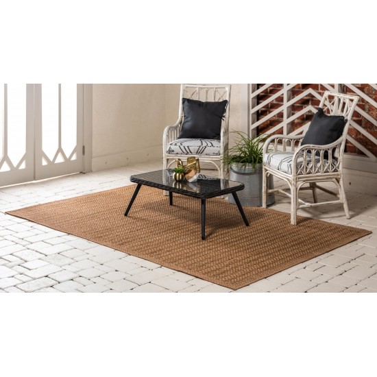 Rug Unique Loom Outdoor Border Light Brown Rectangular 5' 3 x 8' 0