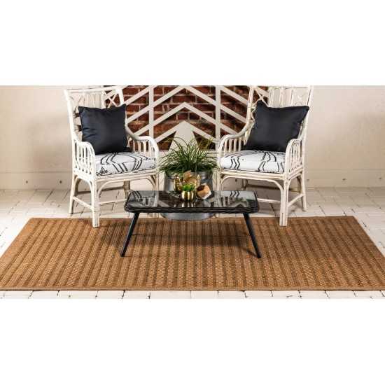 Rug Unique Loom Outdoor Border Light Brown Rectangular 5' 3 x 8' 0