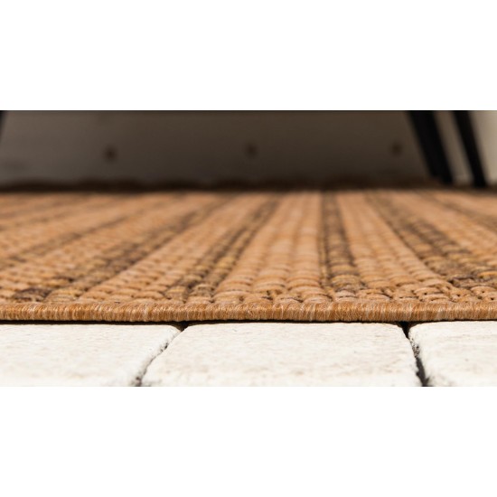 Rug Unique Loom Outdoor Border Light Brown Rectangular 5' 3 x 8' 0