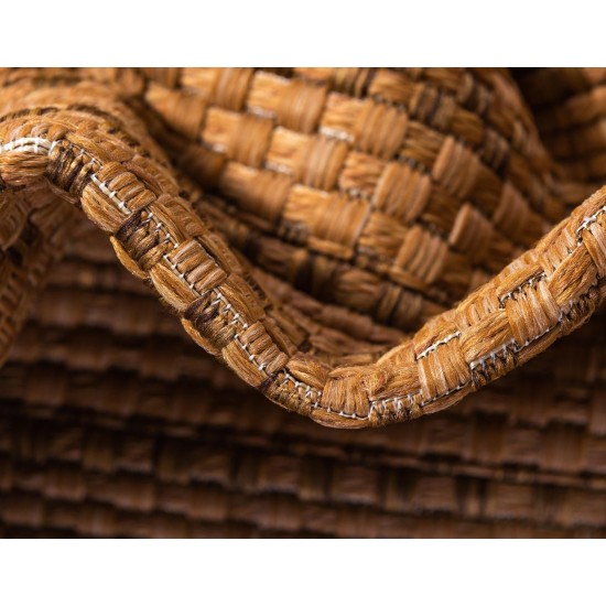 Rug Unique Loom Outdoor Border Light Brown Rectangular 5' 3 x 8' 0